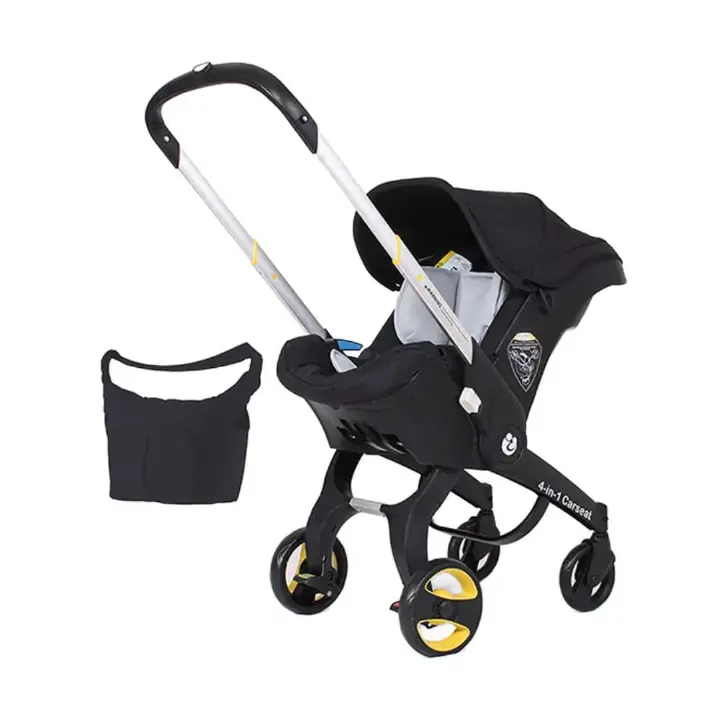 4 in 1 Baby Car Seat & Travel Stroller Nitro Black - Convertible 0+ Car Seat and Pram with 5 Point Safety Harness - Ergonomic Pushchair and Travel System