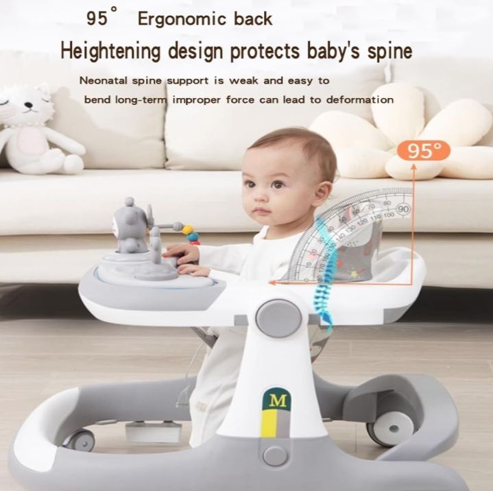 Baby Walker,3 in 1 Multifunctional Learning Walker,Seat or Push Behind,Infant Activity Center w/Music & Steering Wheel,Seat Cushion,Activity Baby Push Walker for Boys Girls Age 6 Months and up