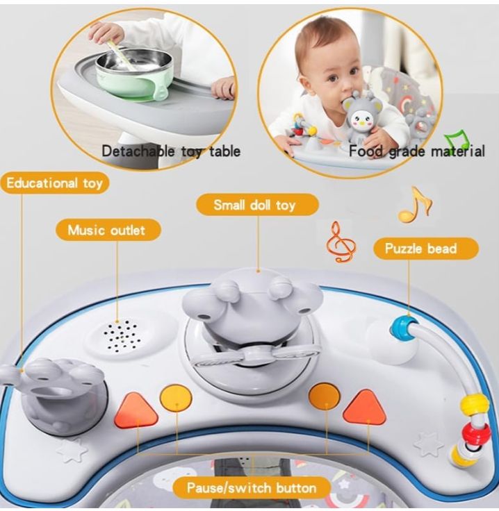 Baby Walker,3 in 1 Multifunctional Learning Walker,Seat or Push Behind,Infant Activity Center w/Music & Steering Wheel,Seat Cushion,Activity Baby Push Walker for Boys Girls Age 6 Months and up