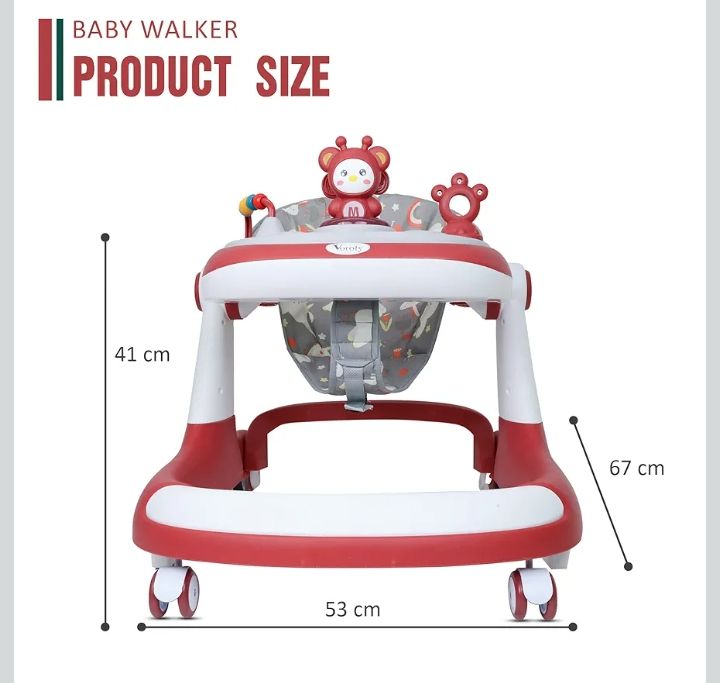 Baby Walker,3 in 1 Multifunctional Learning Walker,Seat or Push Behind,Infant Activity Center w/Music & Steering Wheel,Seat Cushion,Activity Baby Push Walker for Boys Girls Age 6 Months and up