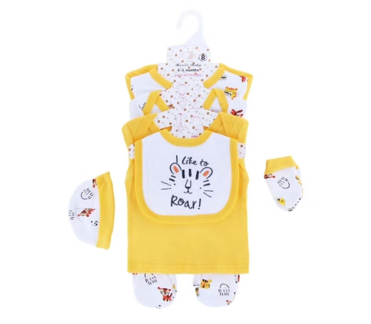 8pcs Pure Cotton Baby Receiving Set Cotton Set For Newborn Babies bodysuit,romper,cap, pair mittens ,tshirt,sweater,bio,trouser