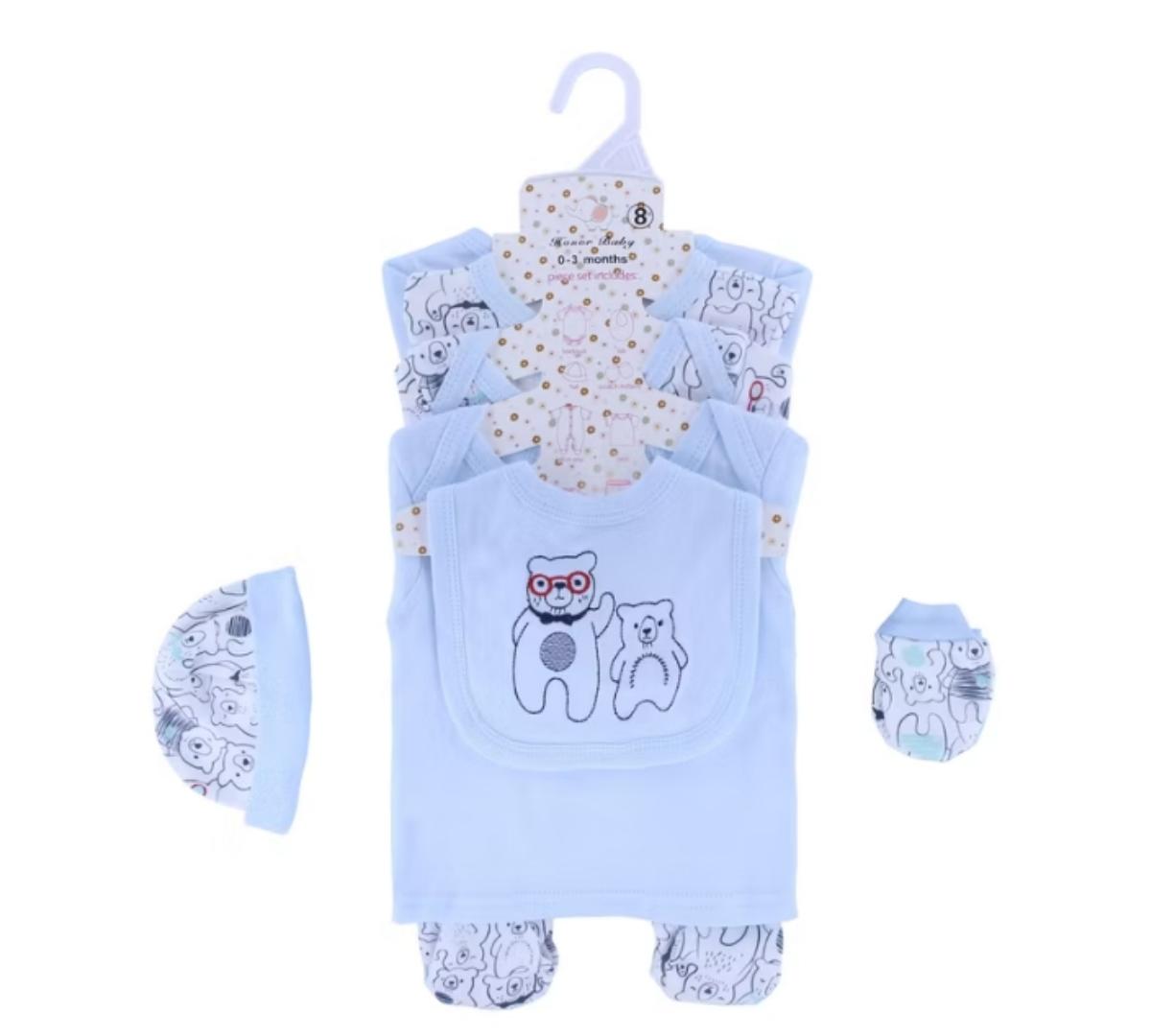 8pcs Pure Cotton Baby Receiving Set Cotton Set For Newborn Babies bodysuit,romper,cap, pair mittens ,tshirt,sweater,bio,trouser