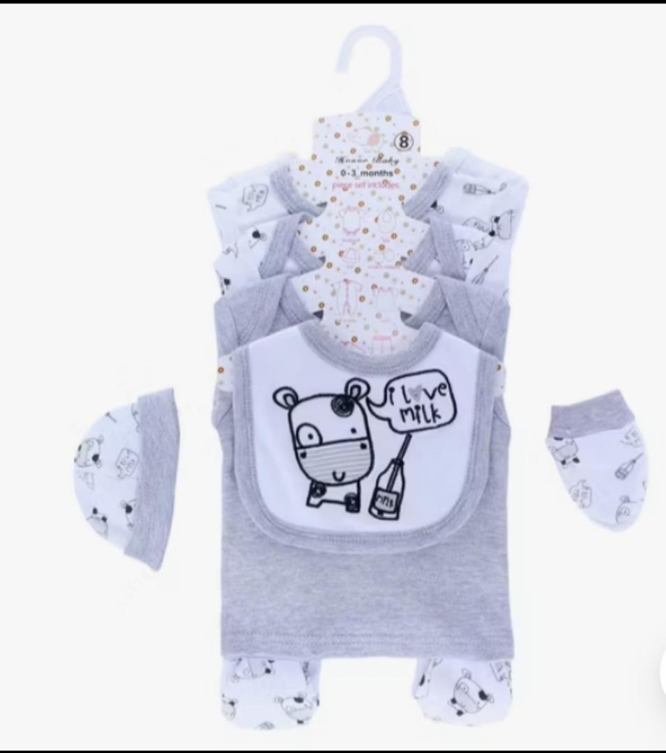 8pcs Pure Cotton Baby Receiving Set Cotton Set For Newborn Babies bodysuit,romper,cap, pair mittens ,tshirt,sweater,bio,trouser