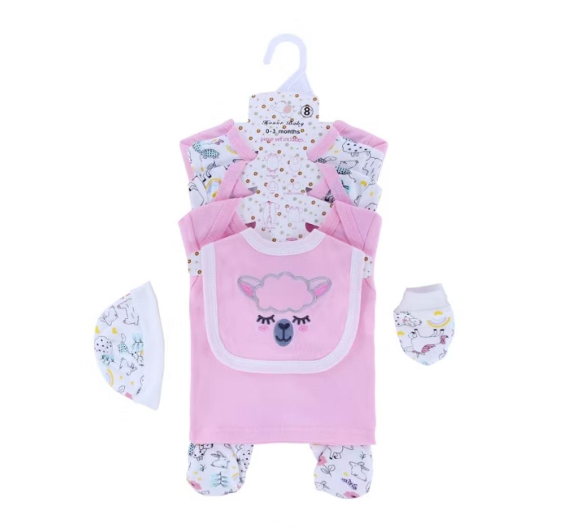 8pcs Pure Cotton Baby Receiving Set Cotton Set For Newborn Babies bodysuit,romper,cap, pair mittens ,tshirt,sweater,bio,trouser