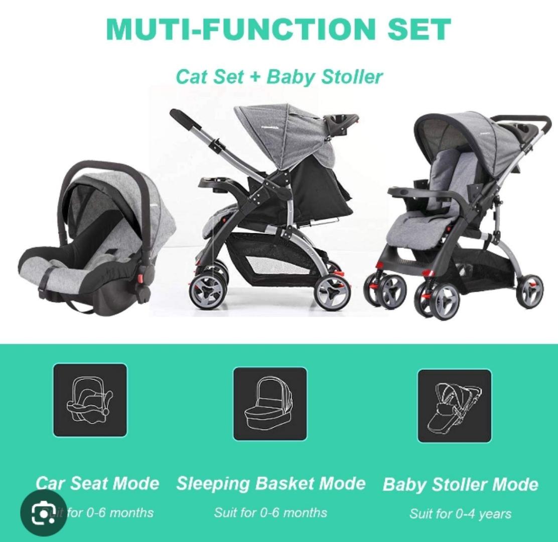 3 in 1 mama kids Value Pack Baby Stroller Set Reversible Handle Stroller With Carrycot Carseat Quality Stroller 0-36Months