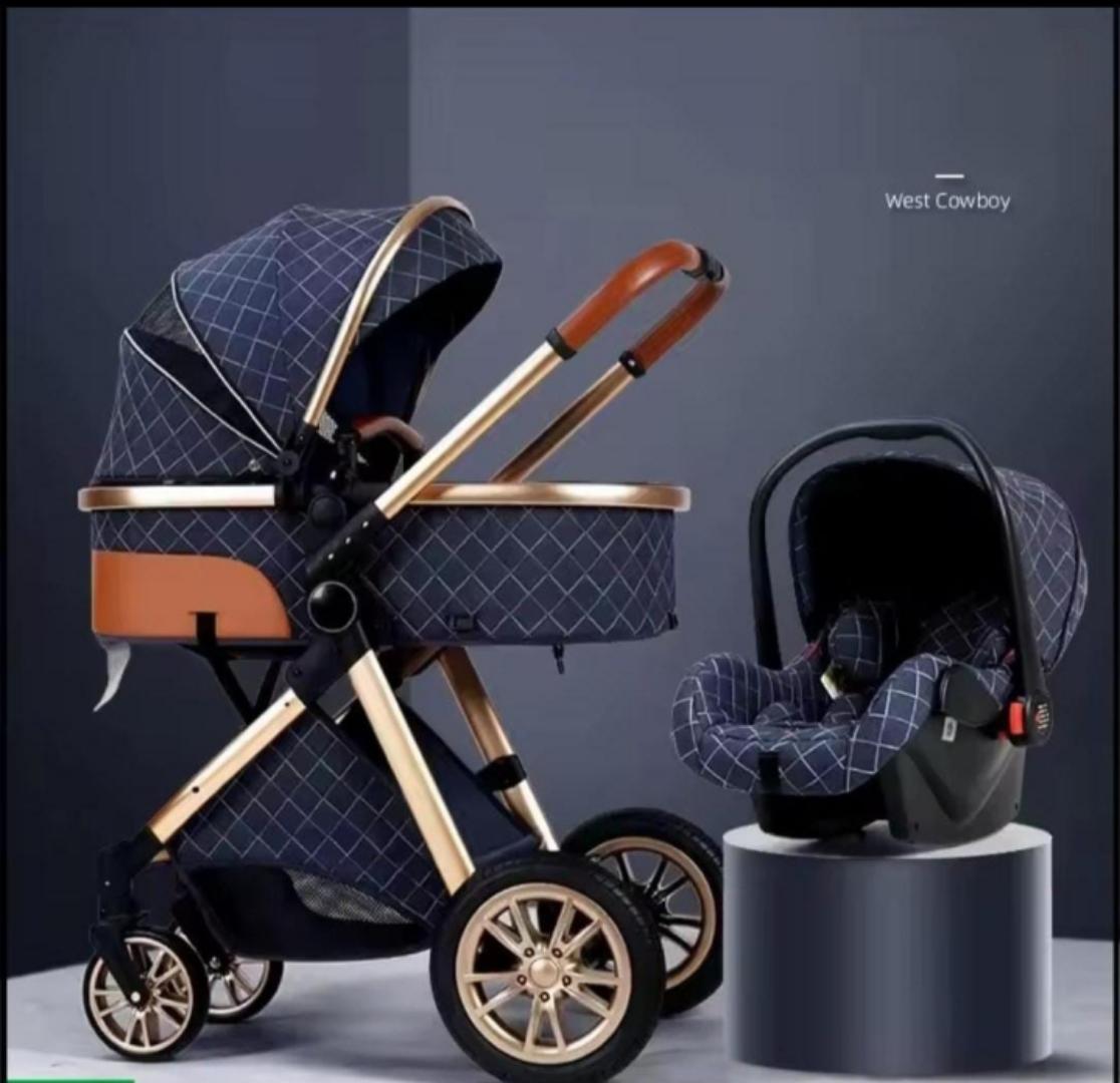 Folding 3 in 1 Baby Stroller Bassinet with Carseat Carrycot for Newborn and Toddler, Newborn Reversible Bassinet Pram,Adjustable High View Luxury Baby Pram Stroller