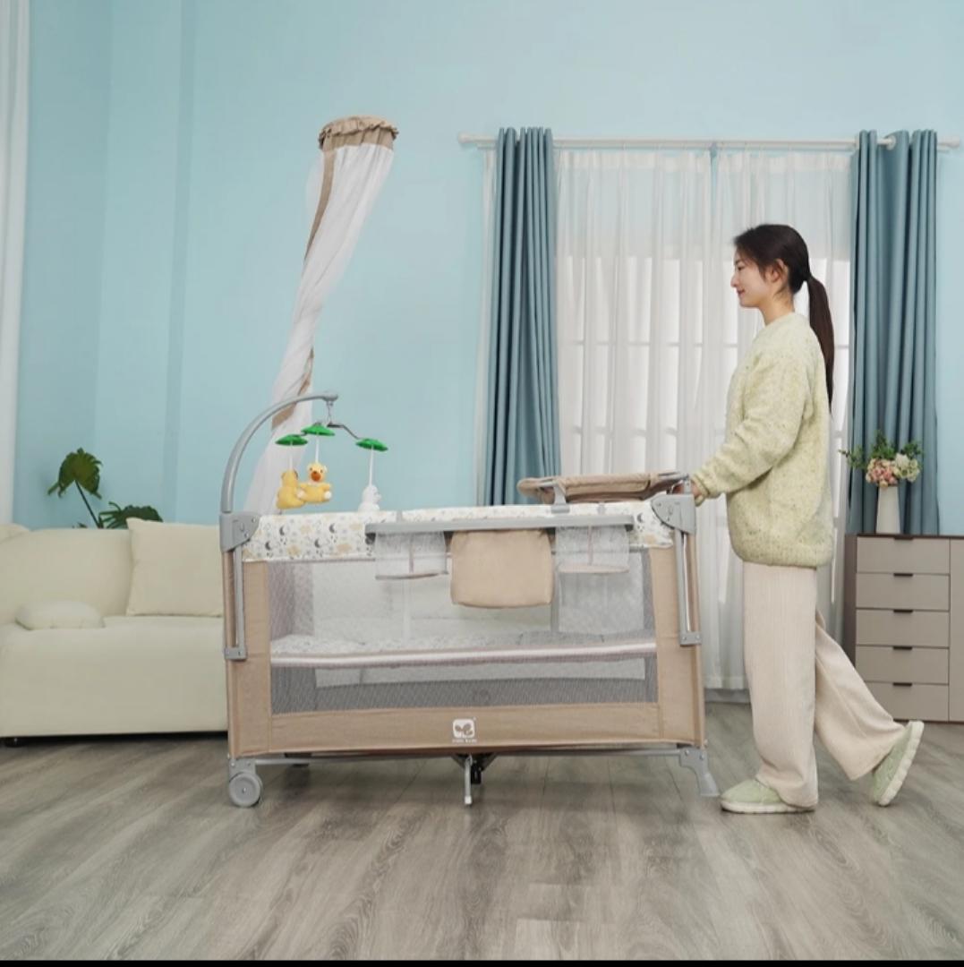 CoolBaby 8-in-1 Multifunctional Cotton Cosleeper Playpen with Mosquito Net, Toys & Free Mattress