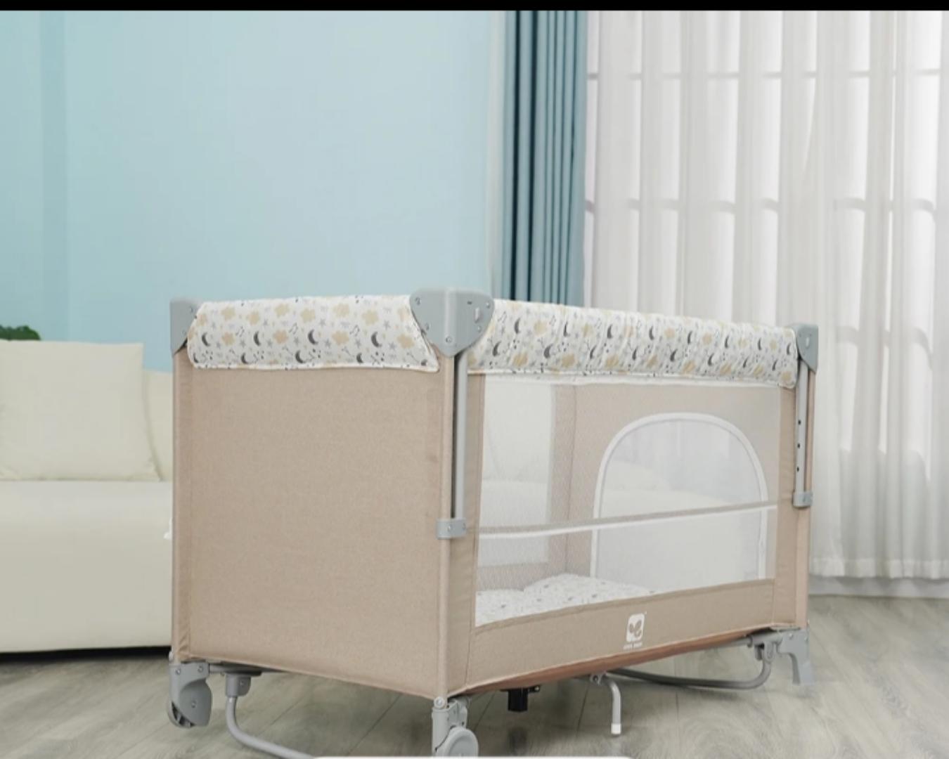 CoolBaby 8-in-1 Multifunctional Cotton Cosleeper Playpen with Mosquito Net, Toys & Free Mattress