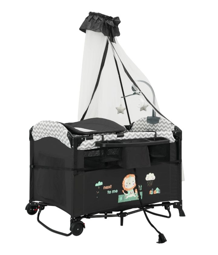 CoolBaby 8-in-1 Multifunctional Cotton Cosleeper Playpen with Mosquito Net, Toys & Free Mattress