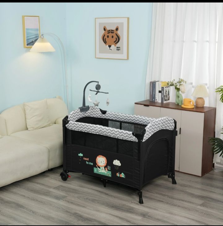 CoolBaby 8-in-1 Multifunctional Cotton Cosleeper Playpen with Mosquito Net, Toys & Free Mattress