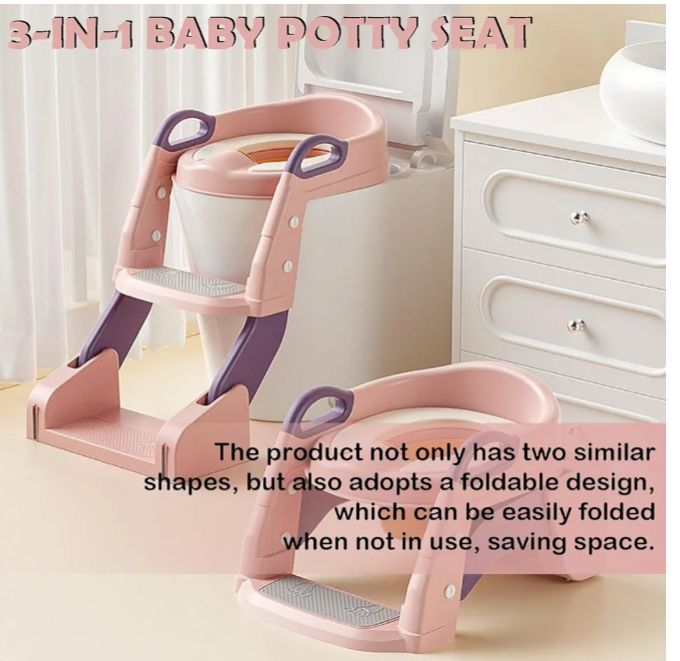 Potty Training Seat, Toddler Potty Training Toilet, Upgrade 2 In 1 Toddler Toilet Seat with Steps Stool Splash Guard and Anti-Slip Pad Soft Cushion, Potty Seats for Toddlers Baby Kids