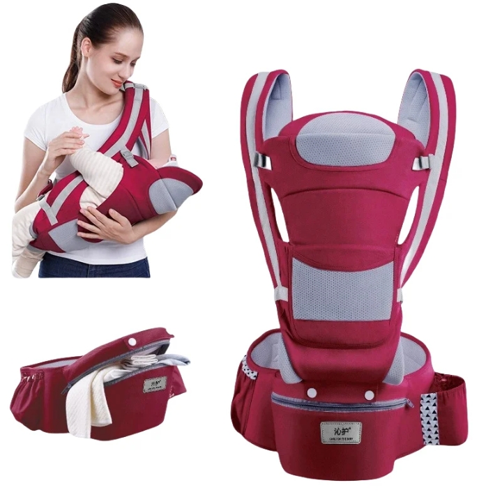 All Positions Baby Carrier, Carry Bag for Toddlers, Front and Back for Newborns to Toddlers, Ergonomic Kangaroo Baby Hip Seat with Waist Stool (0-48 Months)