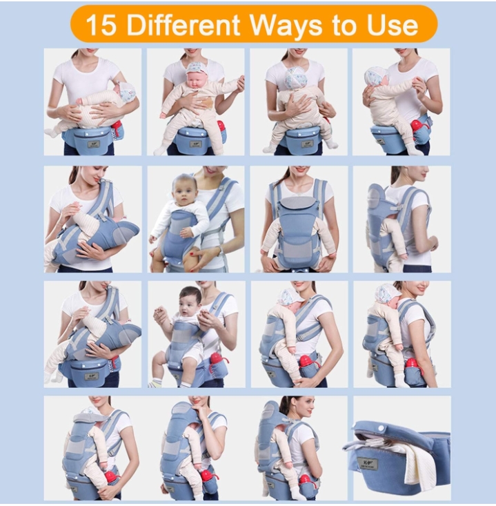 All Positions Baby Carrier, Carry Bag for Toddlers, Front and Back for Newborns to Toddlers, Ergonomic Kangaroo Baby Hip Seat with Waist Stool (0-48 Months)