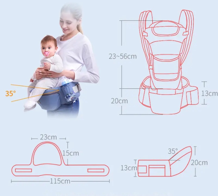 All Positions Baby Carrier, Carry Bag for Toddlers, Front and Back for Newborns to Toddlers, Ergonomic Kangaroo Baby Hip Seat with Waist Stool (0-48 Months)