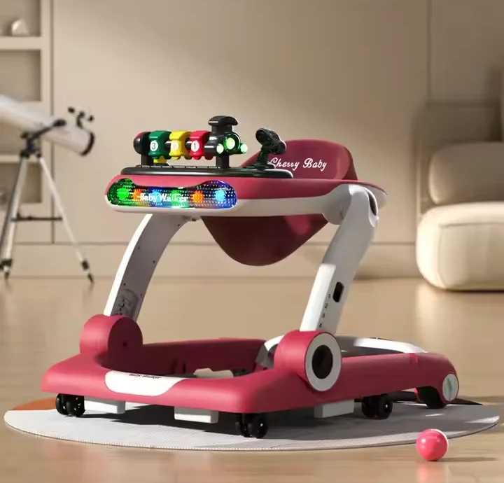 Baby Walker,4-Gear Height Adjustable Baby Walker with Wheels,5 in 1 Baby Activity Center,Music and Lights Bouncer Walker for Baby Boy 6-18 Months,Adjustable Speed Baby Push Walker