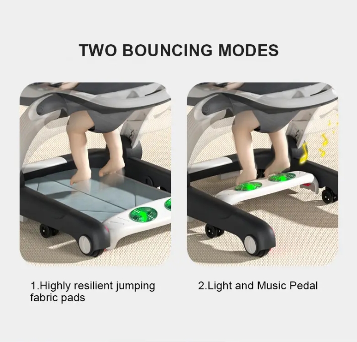 Baby Walker,4-Gear Height Adjustable Baby Walker with Wheels,5 in 1 Baby Activity Center,Music and Lights Bouncer Walker for Baby Boy 6-18 Months,Adjustable Speed Baby Push Walker