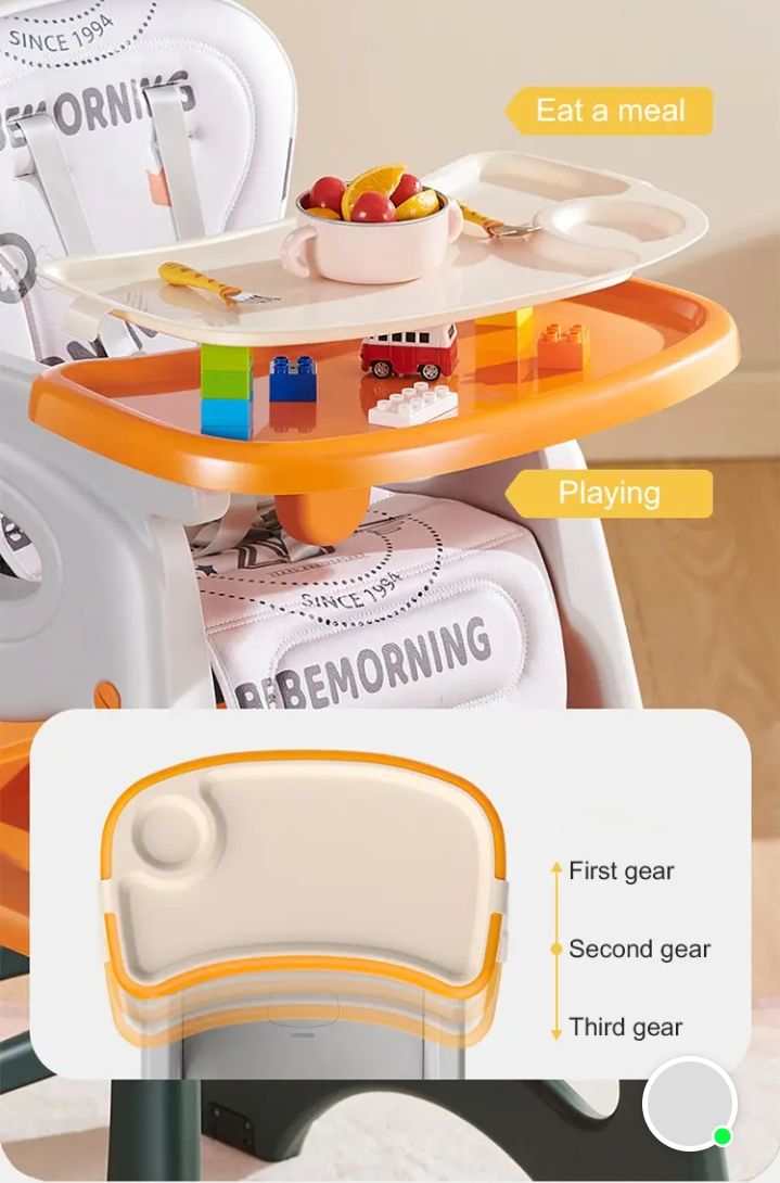 High Chair, Baby Chair For Feeding 4 In 1 Convertible You Can Use In Multiple Ways Footrest/Wheels Easily Moveable Baby Toddler Booster Seat with Tray Chair For Eating, Study, Lunch