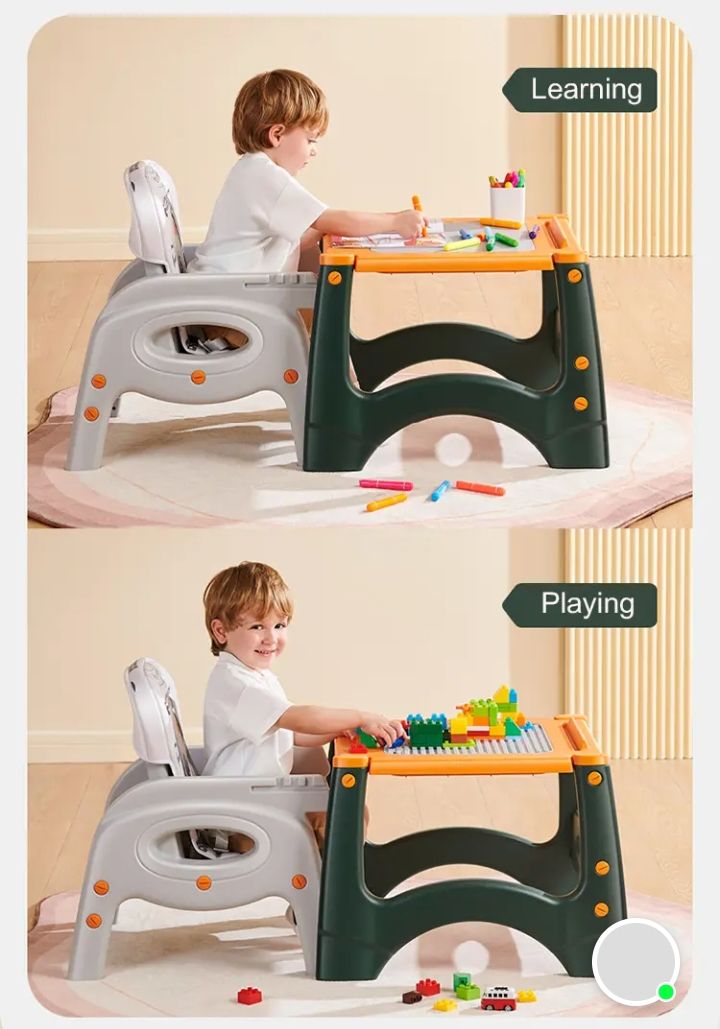 High Chair, Baby Chair For Feeding 4 In 1 Convertible You Can Use In Multiple Ways Footrest/Wheels Easily Moveable Baby Toddler Booster Seat with Tray Chair For Eating, Study, Lunch