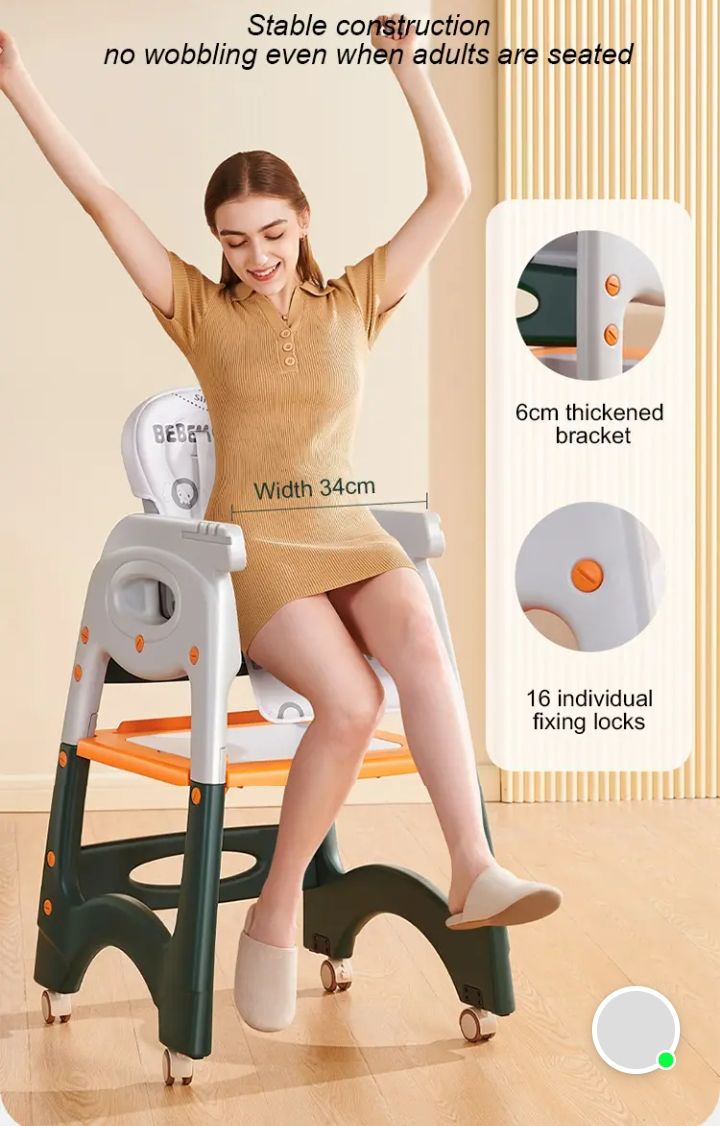 High Chair, Baby Chair For Feeding 4 In 1 Convertible You Can Use In Multiple Ways Footrest/Wheels Easily Moveable Baby Toddler Booster Seat with Tray Chair For Eating, Study, Lunch