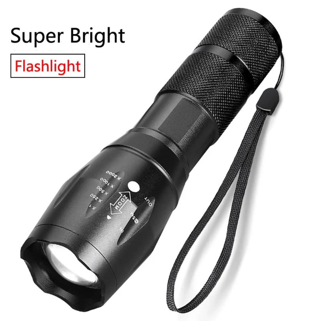 Military zoom torch metallic high grade powerful flashlight 4 modes power waterproof rechargeable torch