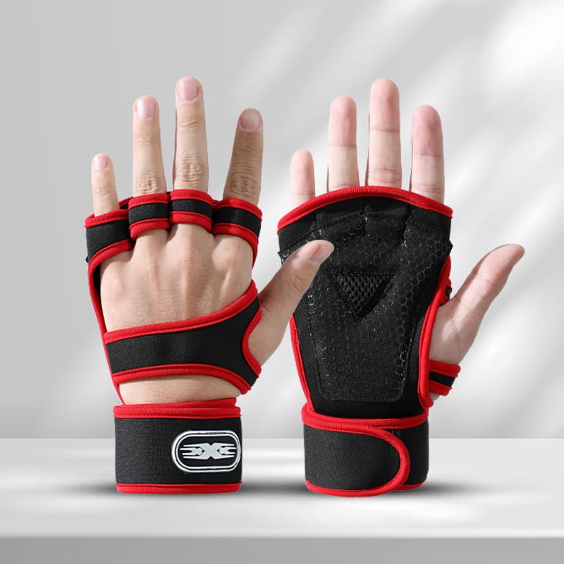 Gym weightlifting gloves men's and women's wrist guards anti-slip half finger exercise horizontal bar equipment training pull-ups anti-cocooning