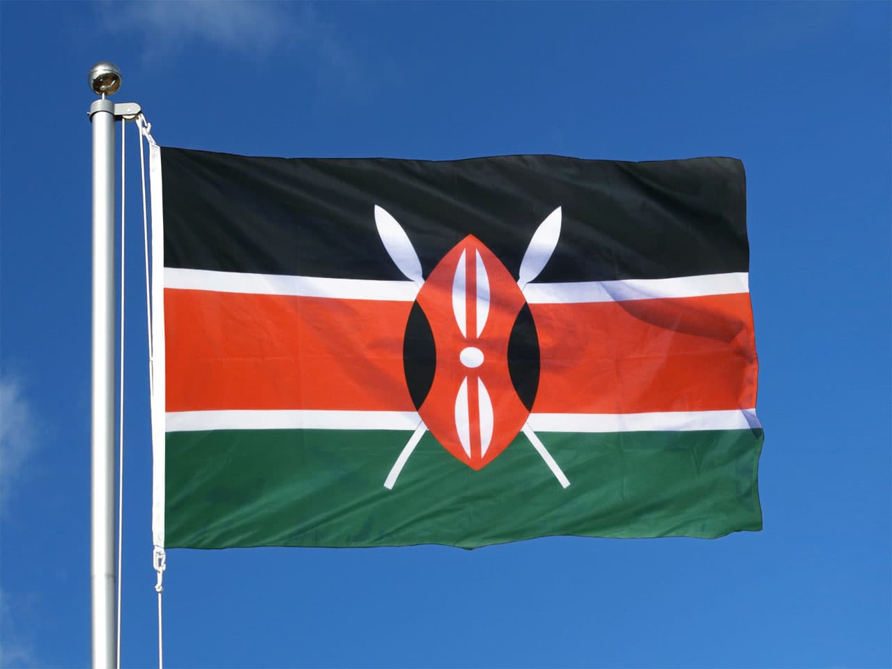 Kenyan Flag 150cm by 70cm  Kenyan Flag 150cm x 70cm – High Quality National Flag for Indoor & Outdoor Use