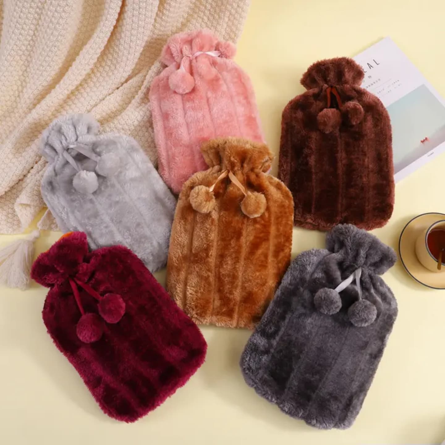 2L Luxury Hot Water Bottle With Fleece Cover -