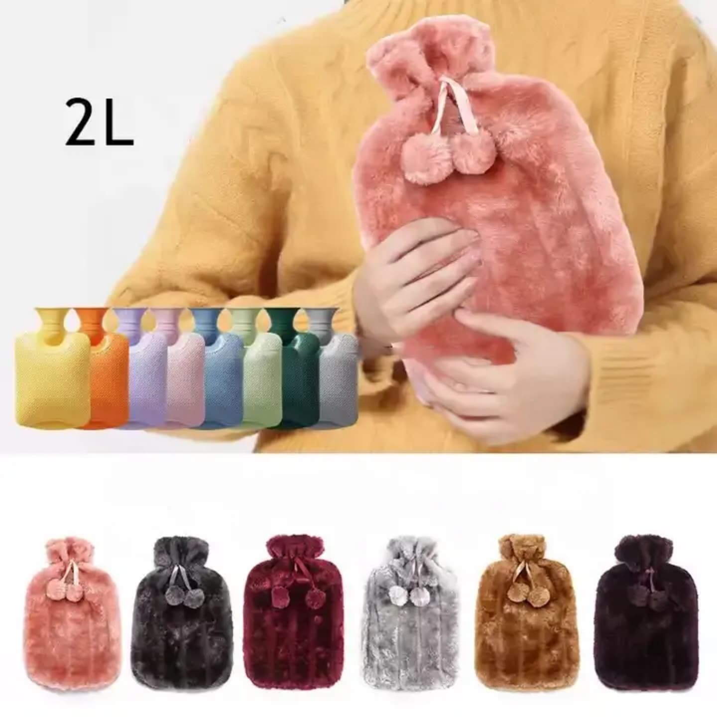 2L Luxury Hot Water Bottle With Fleece Cover -