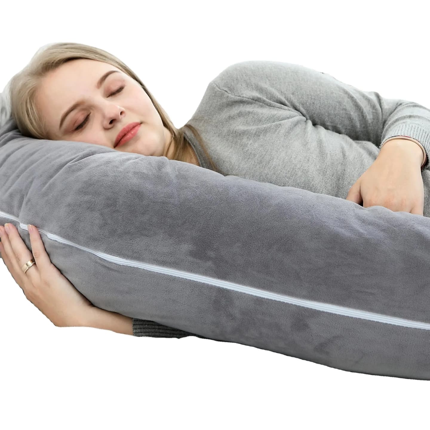 Velvet C Shape Pregnancy Pillows for SleepingFull Body Pillow and Maternity Support