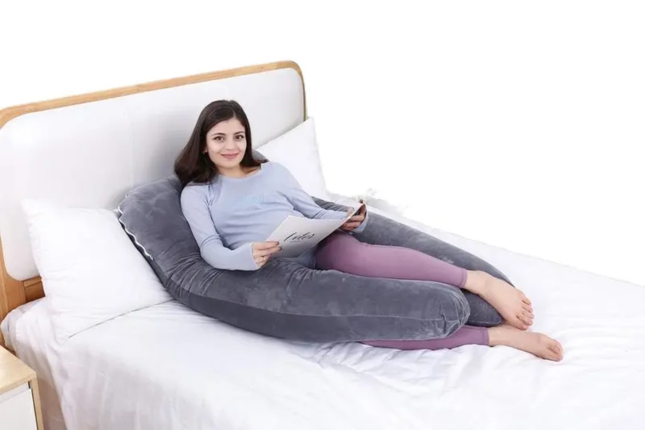 Comfortable Velvet U-shaped Pregnancy Pillow - Support for Back, Legs, Belly, HIPS for Pregnant Women, Pregnancy Pillow A Must Have for Pregnant Women