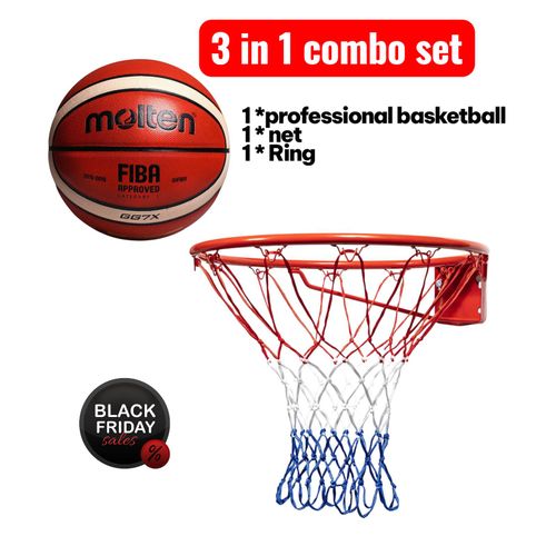 Molten Full Basketball Training Combo Set – basketball, Hoop Ring & Net