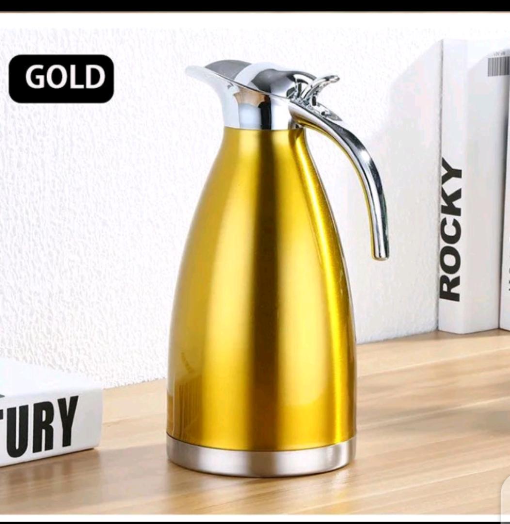 Nice One 2.0L Gold Stainless Steel Vacuum Jug Coffee Pot Vacuum Flask Thermos  (VFS-023-2.00L )