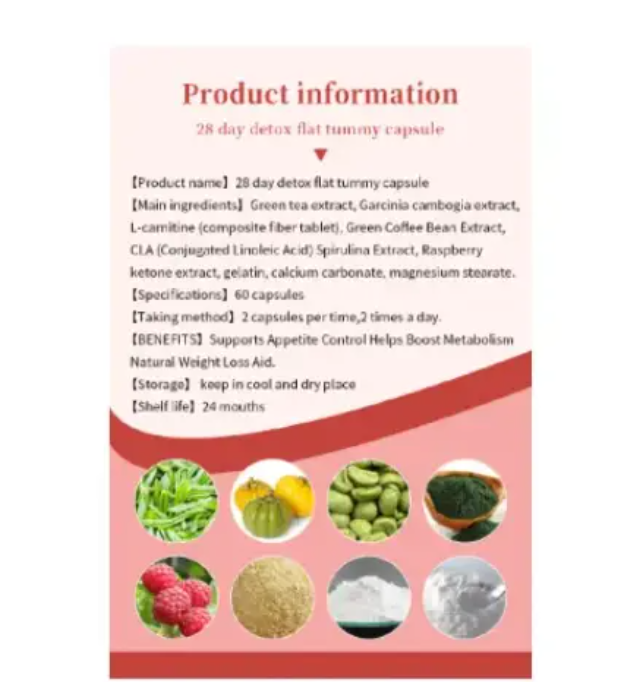 28 day Revitalize & Slim: 28-Day Detox Flat Tummy Capsules with Organic Tea and Weight Loss Women Multivitamins Chewable.