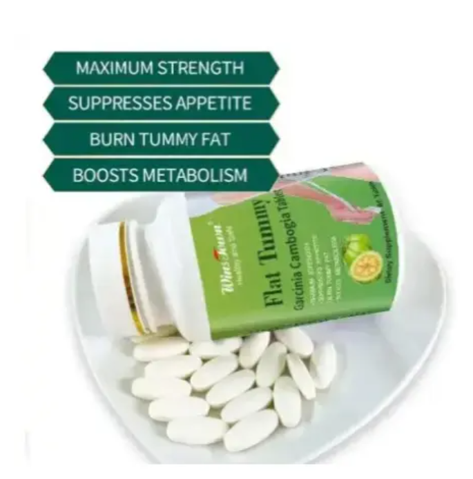 Flat Tummy Tablet With Garcinia Cambogia (800mg) Wins Town Flat Tummy Pills Garcinia Cambogia 60 Capsules Burns Tummy, Suppresses Appetite, and Boosts Metabolism High Quality Effective Flat Tummy.