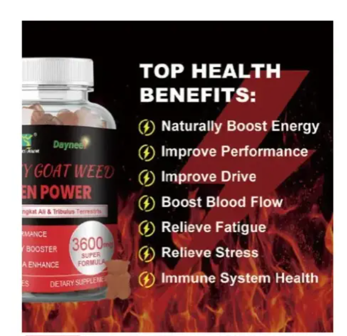 Winstown Horny Goat Weed Gummies for Men (3600mg) | Dietary Supplemen HORNY GOAT WEED MEN POWER With Maca, For Enhancing Performance, Energy Booster and Stamina Enhance- 60 dietary.