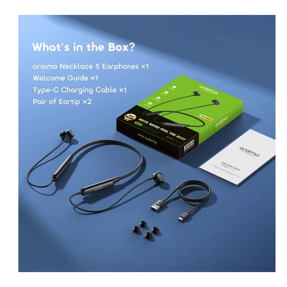 oraimo Necklace 5 -  30dB Noise Cancellation & Call Vibration Earphones