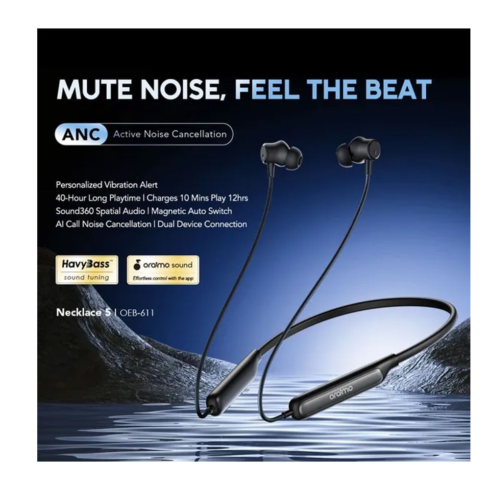 oraimo Necklace 5 -  30dB Noise Cancellation & Call Vibration Earphones