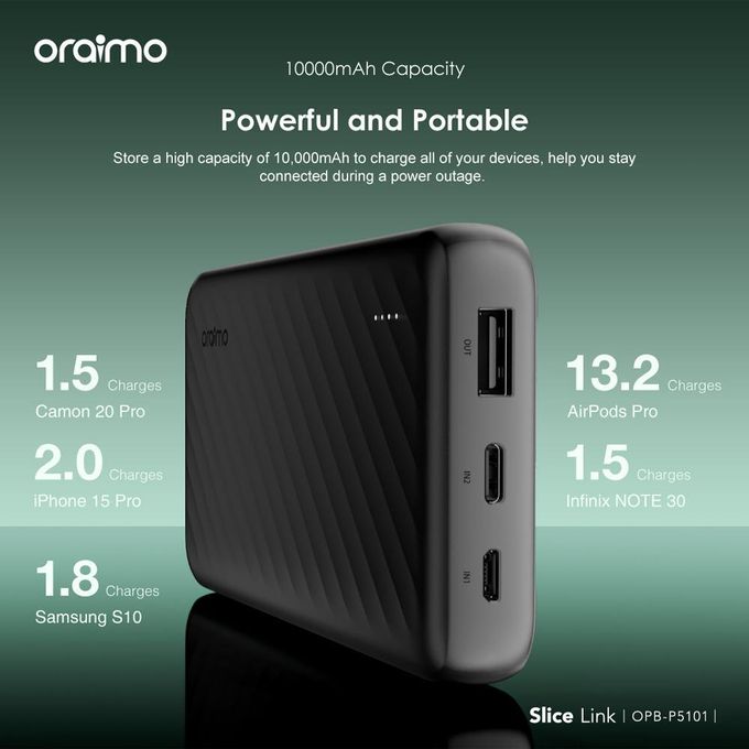 oraimo Slice Link 10000mAh 12W Power Bank