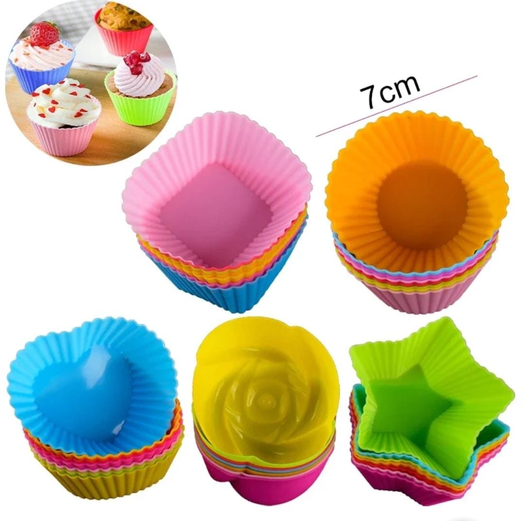 10 pcs Silicone Baking Molds Cup Set Kitchen Reusable Non-Stick Silicone Baking Molds Flower Cupcakes Non Stick Muffin Cases for Air Fryer Baking Moulds for Cakes Puddings Jelly