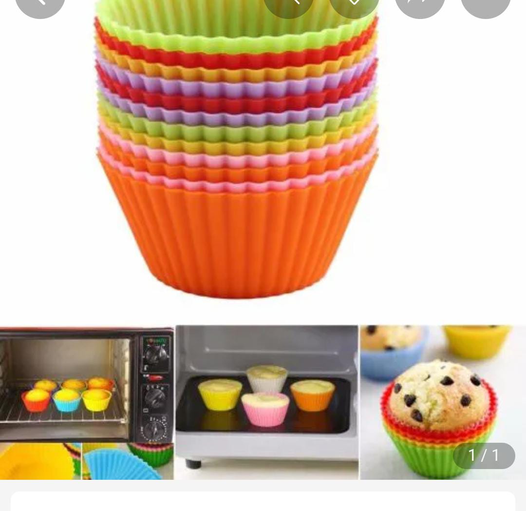 10 pcs Silicone Baking Molds Cup Set Kitchen Reusable Non-Stick Silicone Baking Molds Flower Cupcakes Non Stick Muffin Cases for Air Fryer Baking Moulds for Cakes Puddings Jelly