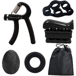 5 PCS Hand Grip Strengthener Set Strength Training Equipment Forearm Finger Exerciser Finger Stretcher 5-60 kg Adjustable Hand Gripper Exercise Ring & Grip Ball for Athletes, Gym Training