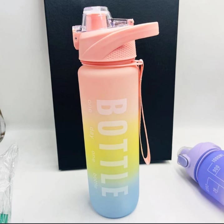 2-in-1 Leakproof Motivational Water Bottle For Sports Outdoor Travel Gym Fitness.High Quality Tritan BPA Free Plastic: Made from durable, non-toxic Tritan plastic that's free of BPA and other harmful
