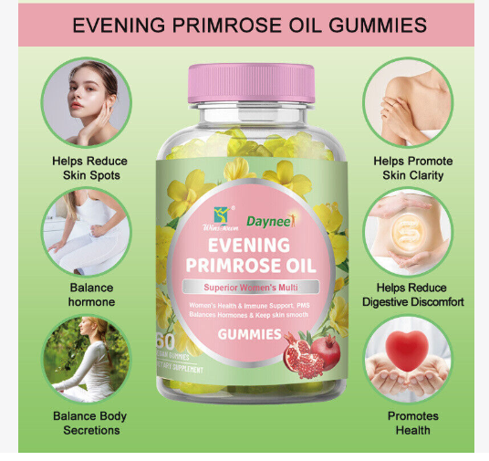 Evening Primrose Gummies Oil 1000 mg , PMS and Menopause Balance Support for Women , Skin Health
