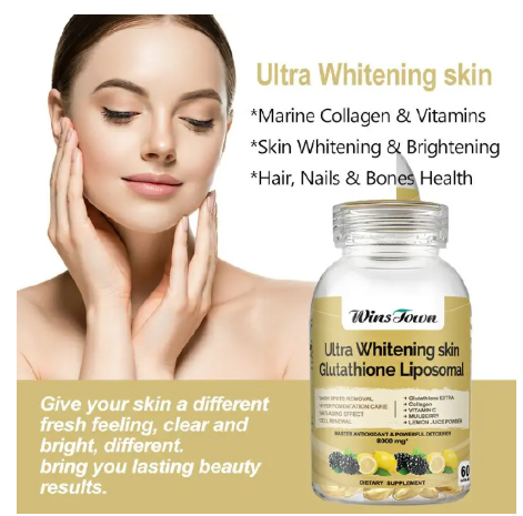 Ultra Whitening Skin Capsules with L-Glutathione (8000mg) | Dietary Supplement for Dark Spots, Hyperpigmentation, Anti-aging and Cell Renewal Skin Glutathione Liposomal With Vitamin C Soft Gels.
