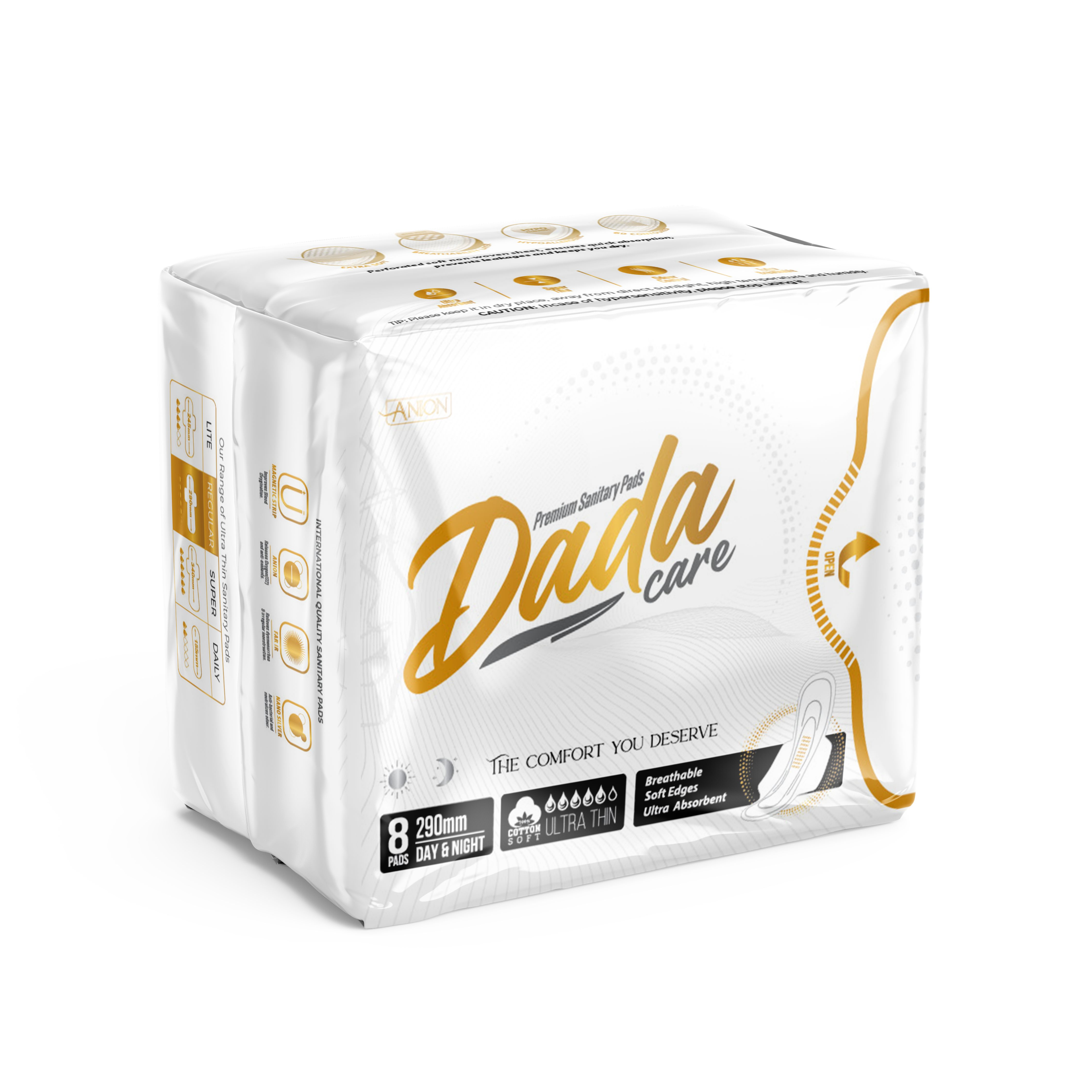 DADACARE PREMIUM SANITARY PADS For Women - Ultra-Thin, Super Absorbent, Leak-Proof, No Odur Feminine Hygiene Pads with Wings - Comfortable Day & Night Protection - 290MM - 4 PACK