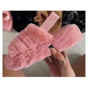 Sandal Slipper fashion open toe faux fur fluffy slippers sliders with elastic strap