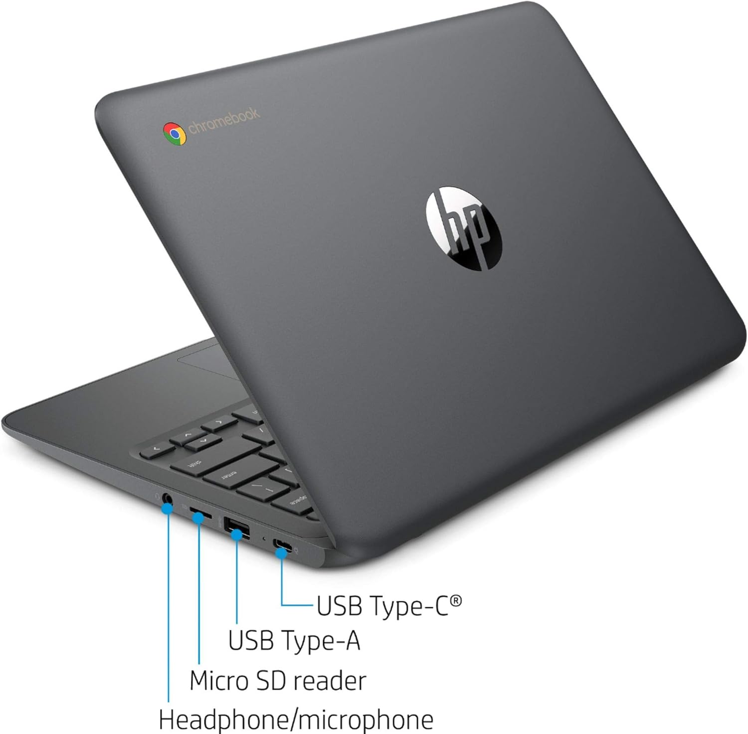 Brand New HP Chromebook Notebook PC 11.6" Intel 3350 4GB 32GB Storage Chrome OS Ash Gray Portable Laptop Plus Free Wireless Mouse, OTG Adapter and Free 16GB Flash Disk