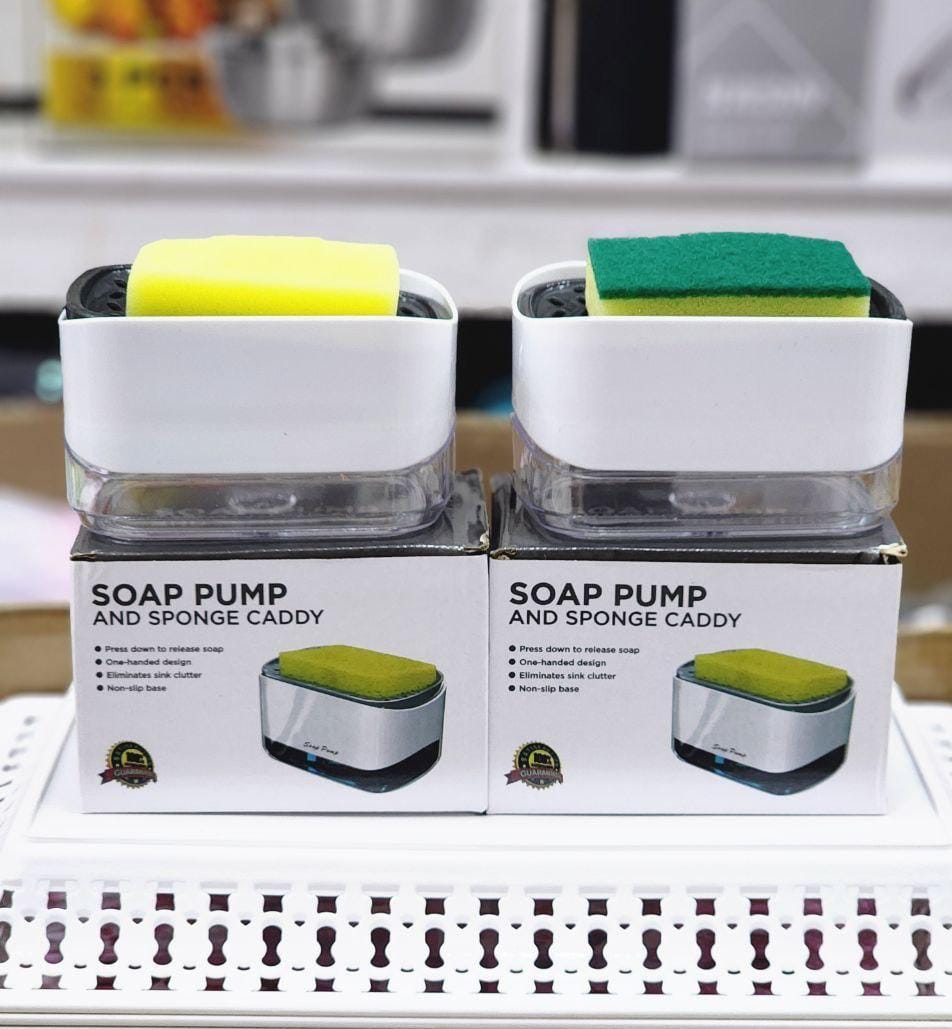 2 in 1 Dish Soap Pump Dispenser and Sponge Holder for Kitchen Sink
