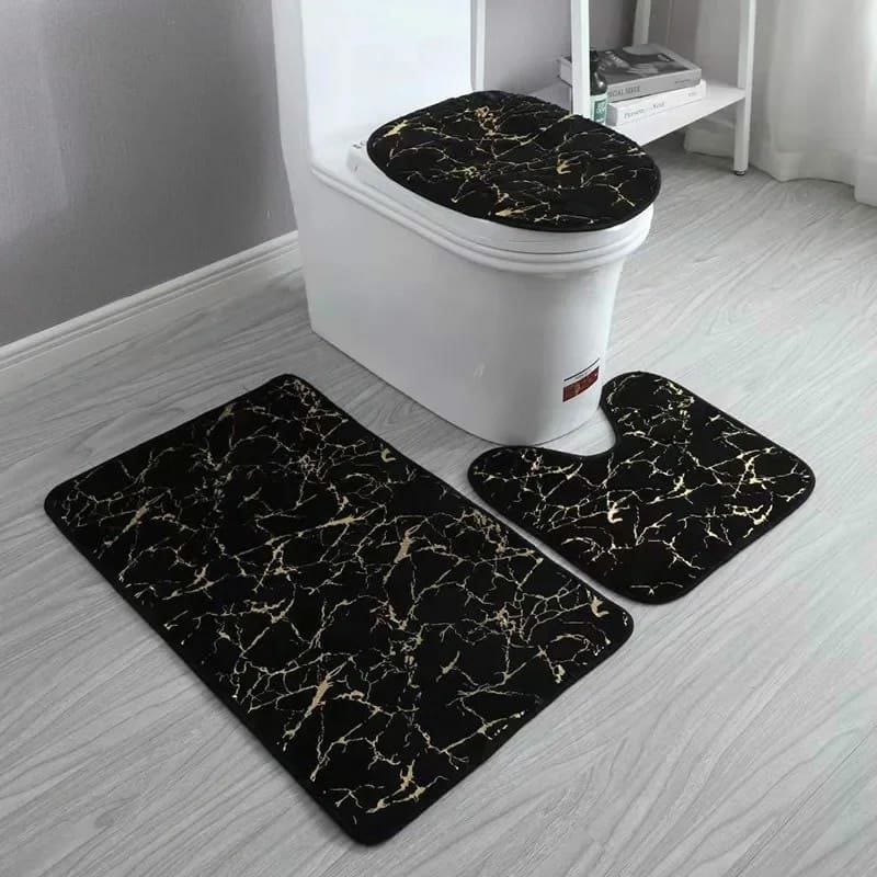 3pcs Set Of Soft Non-Slip Bathroom Shower Toilet Mats, Machine wash cold, tumble dry low or lay flat to dry