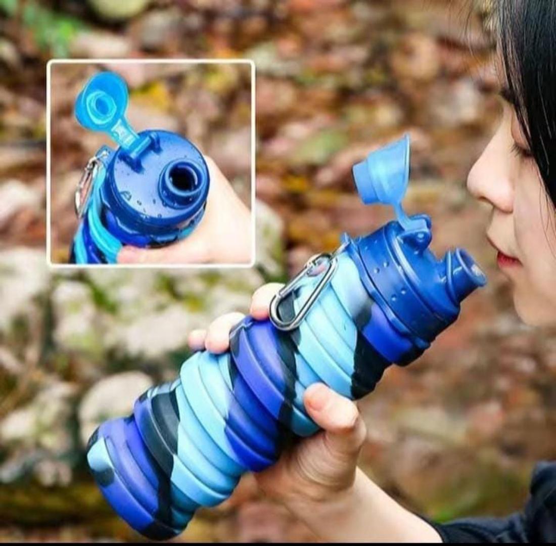 Silicon Water Bottle , Collapsible Water Bottle- BPA Free Silicone Foldable Water Bottle For Travel,Silicone Portable Leak-Proof Travel Water Bottle